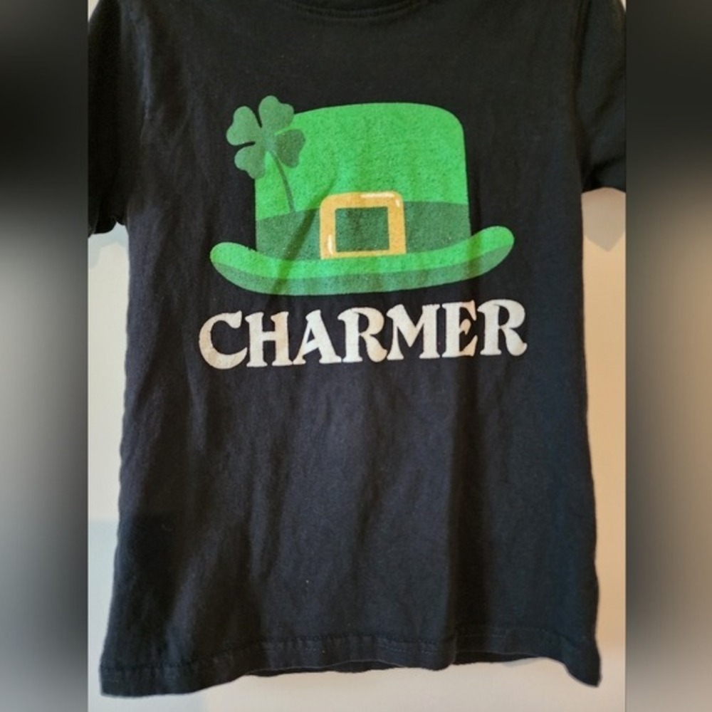 Kid's sz 5T Black St Patricks Day Charmer Leprechaun Hat Tee Holiday Irish - Picture 8 of 8